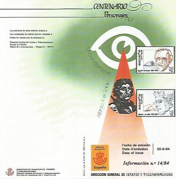 Postales: DIPTICO 16460: Alfonso X el Sabio e Ignacio Barraquer - Varios