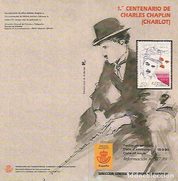 Postales: DIPTICO 16446: 1er Centenario de Charles Chaplin, Charlot - Varios - Foto 1