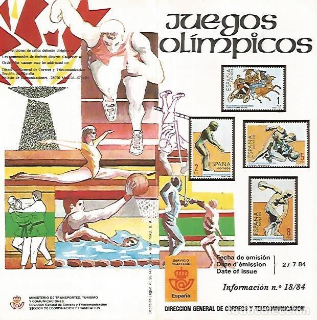 Postais: DIPTICO 16457: Juegos Olimpicos. Informacion 18-84 - Varios