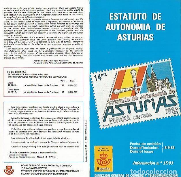 Postais: DIPTICO 16300: Esstatuto de Autonomia de Asturias - Varios
