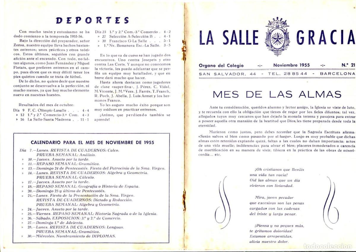 Cartes Postales: La Salle Gracia numero 21.Noviembre 1955 - Varios