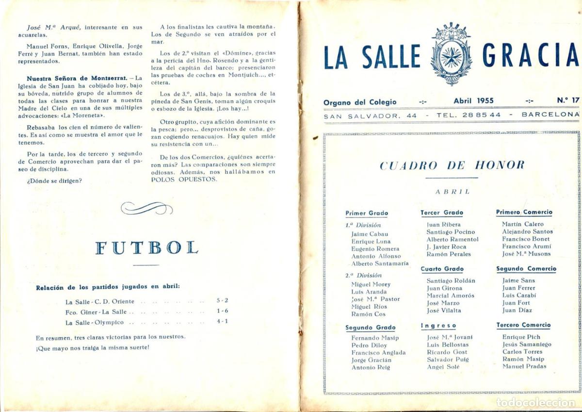 Postais: La Salle Gracia numero 17. abril 1955 - Varios