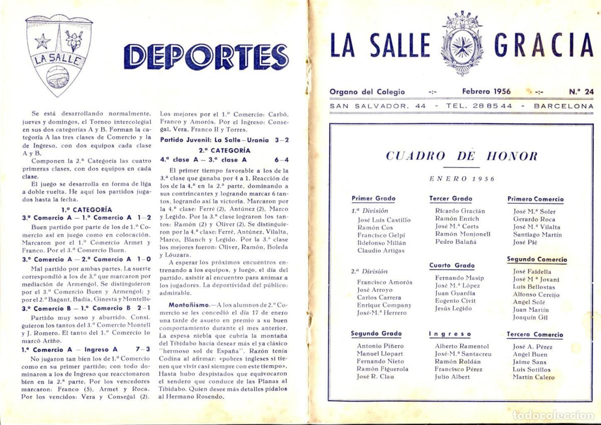 Postais: La Salle Gracia numero 24 febrero 1956 - Varios