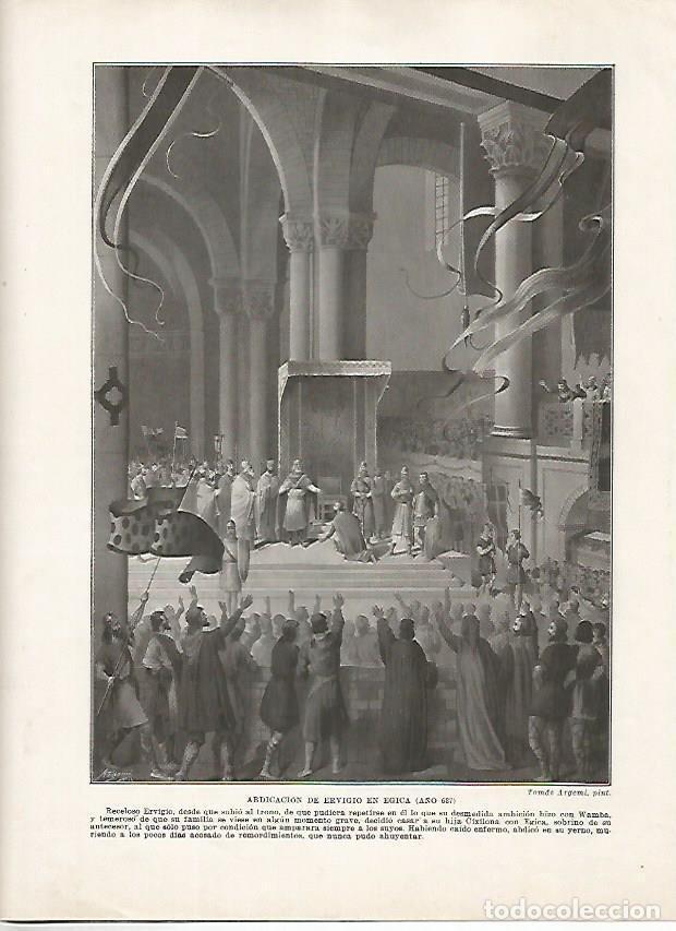 Postcards: LAMINA 18144: Abdicacion de Ervigio en Egica en el 687 - Manuel Rodriguez Codola y Miguel S. Oliver