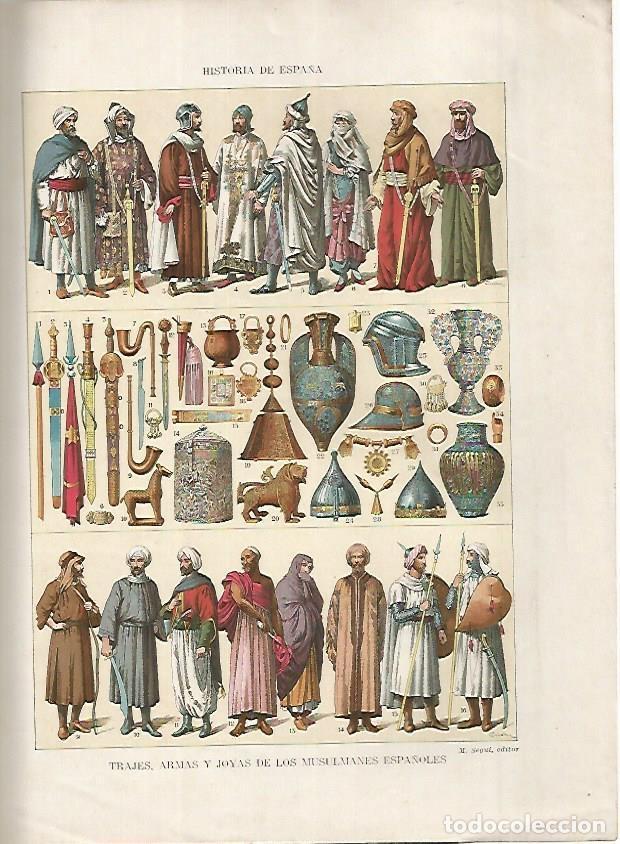 Cartoline: LAMINA 18210: Trajes, armas , joya y enseres de los musulmanes espa&ntilde;oles - Manuel Rodriguez Codola y