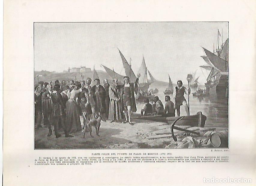 Postais: LAMINA 17916: Colon en el puerto de Palos de Moguer, 1492 - Manuel Rodriguez Codola y Miguel S. Oliv