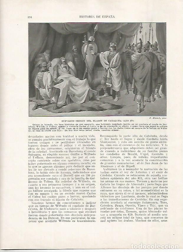 Postais: LAMINA 18177: Supuesto origen del blason de Catalu&ntilde;a - Manuel Rodriguez Codola y Miguel S. Oliver
