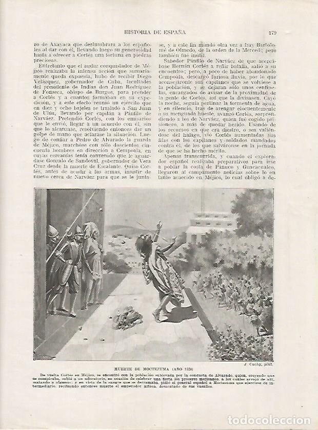 Postales: LAMINA 18002: Muerte de Moctezuma en 1520 - Manuel Rodriguez Codola y Miguel S. Oliver