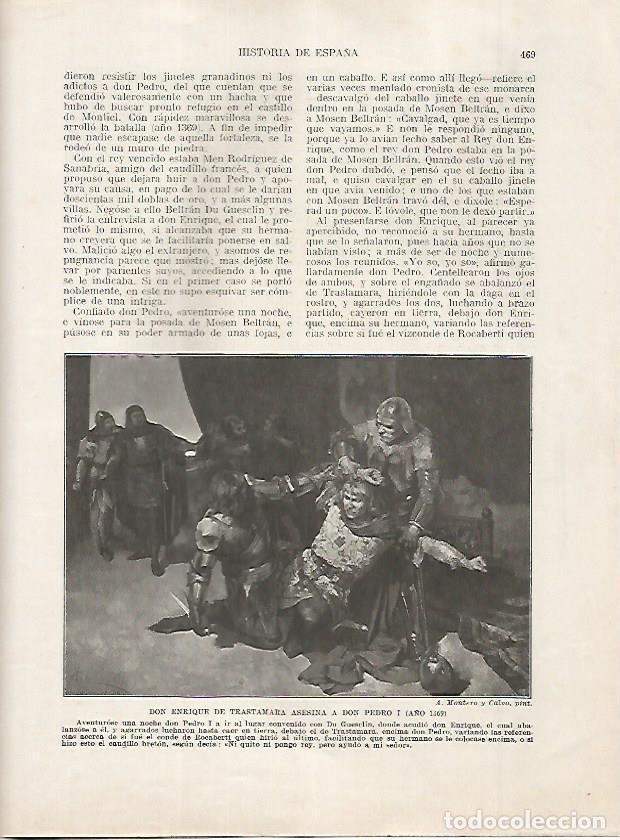 Postales: LAMINA 18258: Enrique de Trastamara asesina a Pedro I en el 1369 - Manuel Rodriguez Codola y Miguel