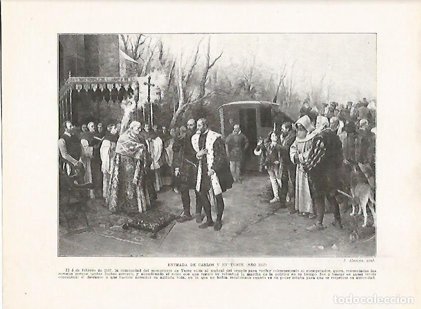 Postales: LAMINA 18039: Entrada de Carlos I en Yuste en 1557 - Manuel Rodriguez Codola y Miguel S. Oliver