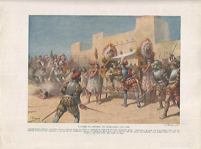 Postales: LAMINA 18005: Pizarro empresona a Atahualpa en 1532 - Manuel Rodriguez Codola y Miguel S. Oliver