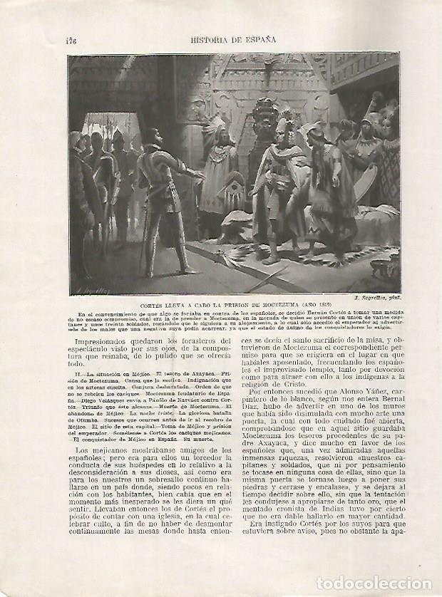 Postales: LAMINA 18000: Cortes empresona a Moctezuma en el a&ntilde;o 1519 - Manuel Rodriguez Codola y Miguel S. Oliv