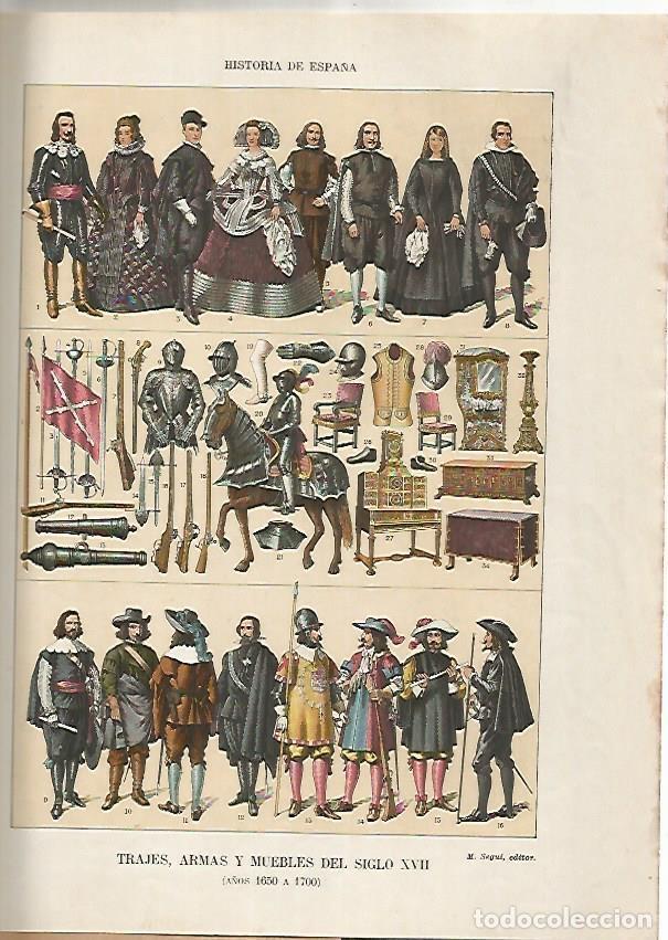 Cartes Postales: LAMINA 18040: Trajes, armas y muebles del siglo XVII - Manuel Rodriguez Codola y Miguel S. Oliver