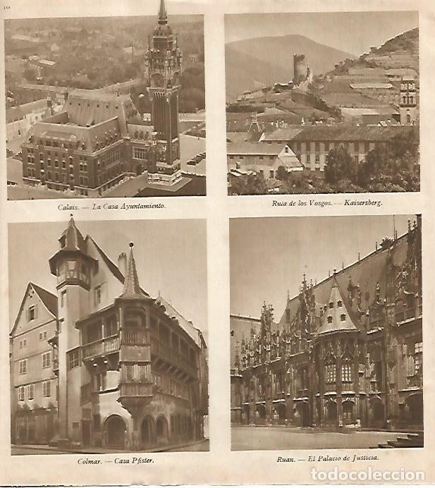 Cartoline: LAMINA 18474: Ayuntamiento de Calais, Rula de los Vosgos, Casa Pfister en Colamr y Palacio de Justic