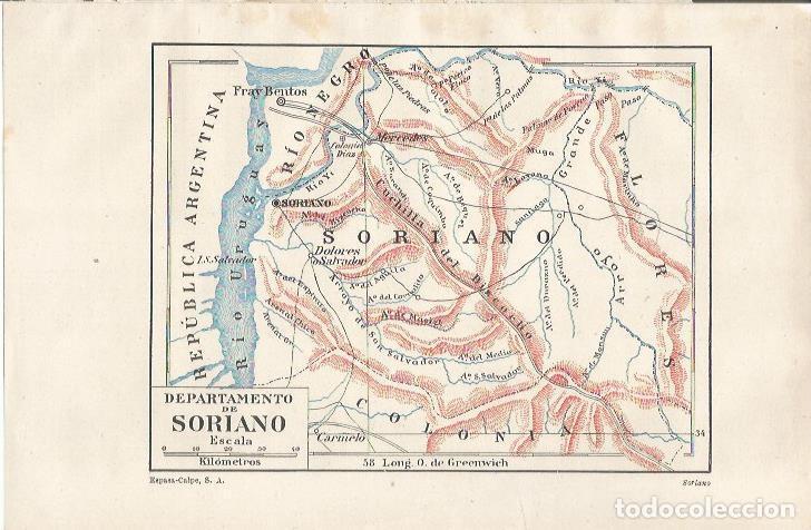 Cartes Postales: LAMINA ESPASA 34206: Mapa del Departamento de Soriano - Varios