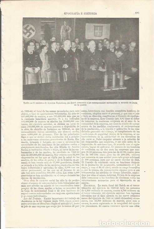 Cartes Postales: LAMINA ESPASA 34407: Conferencia de prensa del ministro de Asuntos Exteriores del Reich en Berlin -