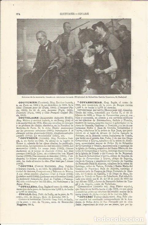 Postais: LAMINA ESPASA 34919: Retrorno de la monteria, por A. Covarsi - Varios