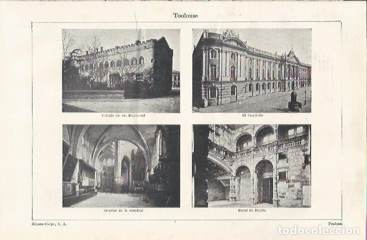 Cartoline: LAMINA ESPASA 35245: Hotel de Bernis, El Capitolio y Colegio de San Raymond en Toulousse, Francia -
