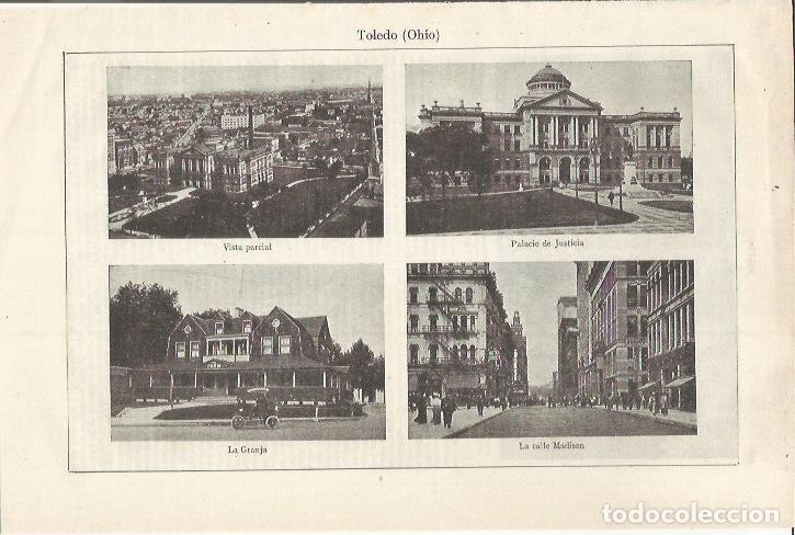 Cartoline: LAMINA ESPASA 35076: Vista, calle Madison, Palacio de Justicia y La Granja en Toledo, Ohio - Varios