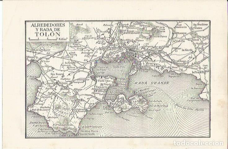 Cartoline: LAMINA ESPASA 35081: Mapa de los alrededores de Tolon - Varios