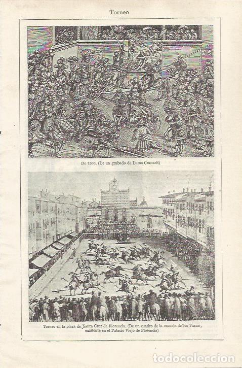 Cartoline: LAMINA ESPASA 35144: Torneo, grabados de 1500 - Varios