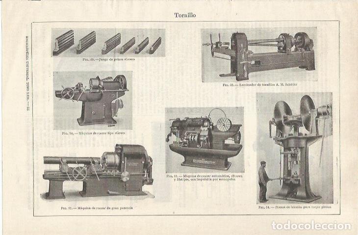 Postales: LAMINA ESPASA 35149: Maquinaria para tornillos - Varios