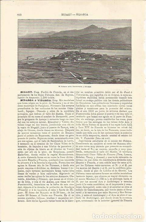 Postales: LAMINA ESPASA 34536: El Bidasoa entre Fuenterrabia y Hendaya - Varios