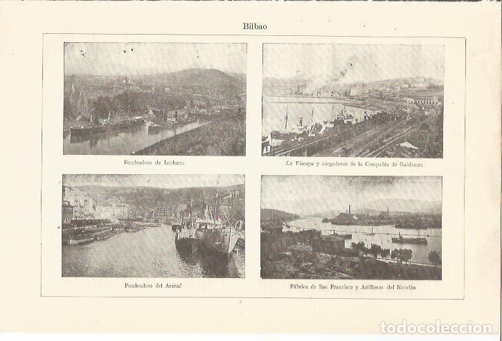 Cartoline: LAMINA ESPASA 34548: Fondeadero de Luchana, cargaderos de la Compa&ntilde;&iacute;a de Galdames y Fabrica de San F