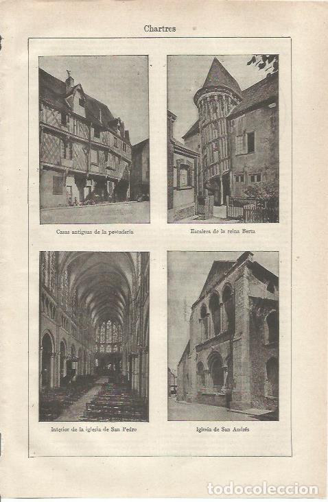 Cartoline: LAMINA ESPASA 34676: Pescaderias, Escalera de la reina Berta, Iglesia de San Andres en Chartres - Va