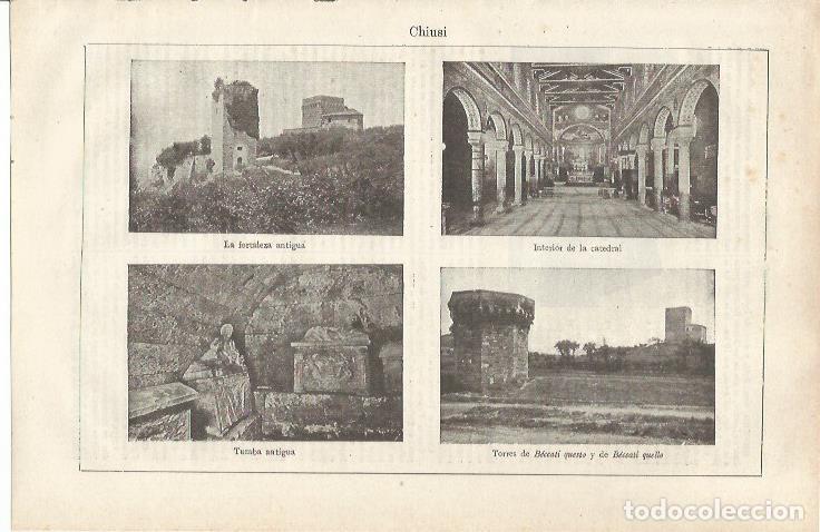 Cartoline: LAMINA ESPASA 34795: vistas varias de CHIUSI en Italia - Varios