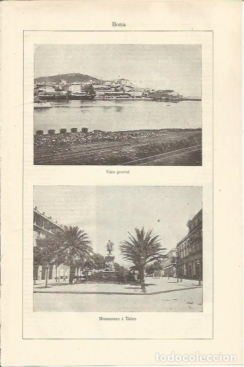 Cartes Postales: LAMINA ESPASA 34657: Vista y Monumento a Thiers en Bona, Argelia - Varios