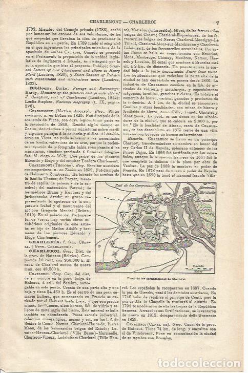 Cartes Postales: LAMINA ESPASA 34662: Plano de las fortificaciones de Charleroi - Varios