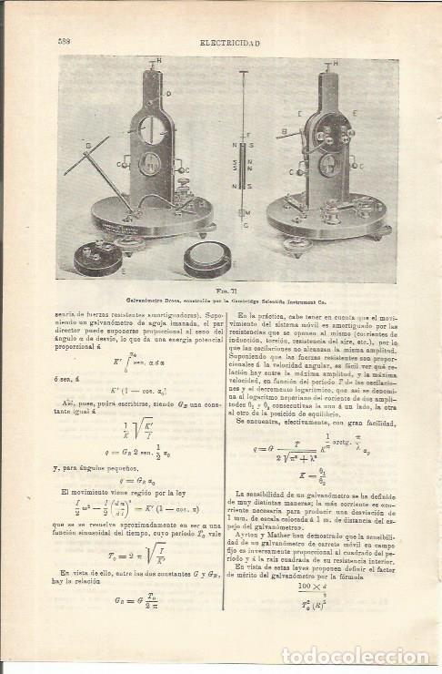 Cartes Postales: LAMINA ESPASA 35577: Galvanometro Broca - Varios