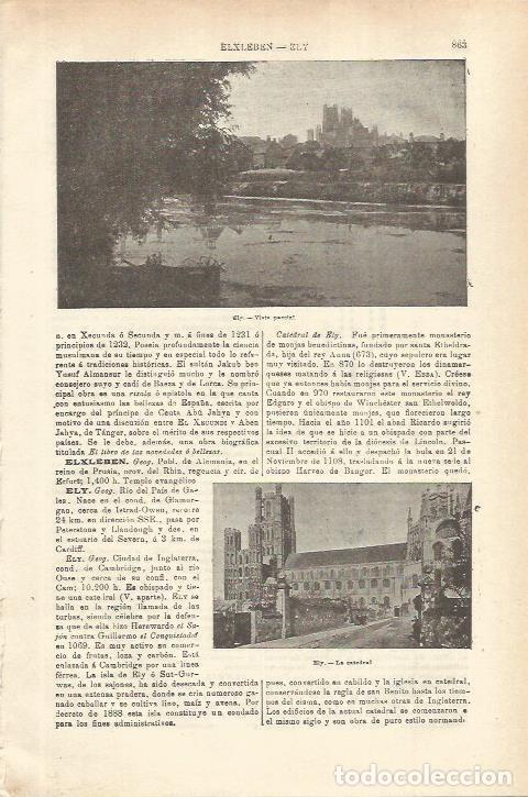 Cartes Postales: LAMINA ESPASA 35623: Vista y Catedral de Ely, Inglaterra - Varios