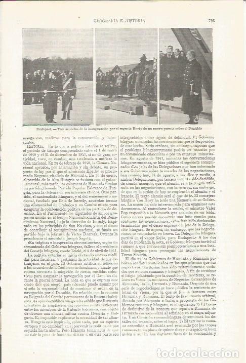 Postais: LAMINA ESPASA 35275: Inauguracion de puente en Budapest - Varios