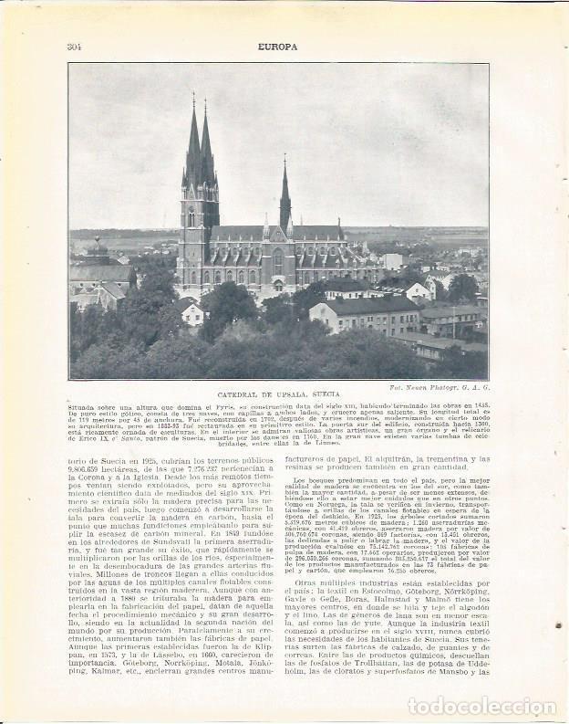 Postales: LAMINA 20980: Catedral de Upsala, Suecia - Beltran y Rozpide