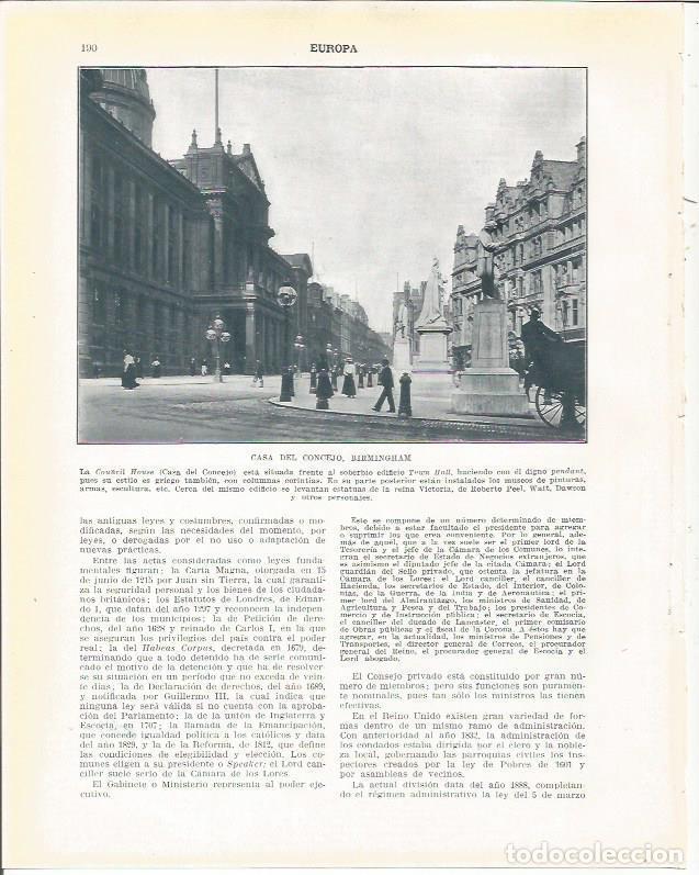 Postcards: LAMINA 20921: Casa del Concejo en Birmingham - Beltran y Rozpide