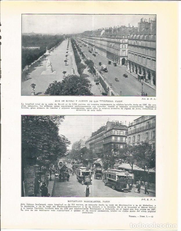 Cartes Postales: LAMINA 21079: Rue de Rivoli, Tullerias y Boulevard Montmatre de Paris - Beltran y Rozpide