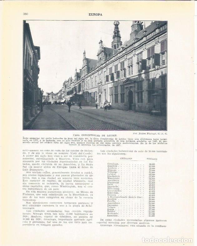 Postcards: LAMINA 21019: Casa Consistorial de Leiden, Holanda - Beltran y Rozpide