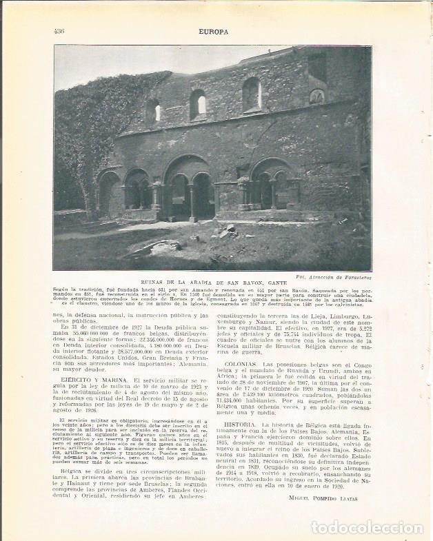 Cartoline: LAMINA 21049: Ruinas de la Abadia de San Bavon en Gante, Belgica - Beltran y Rozpide