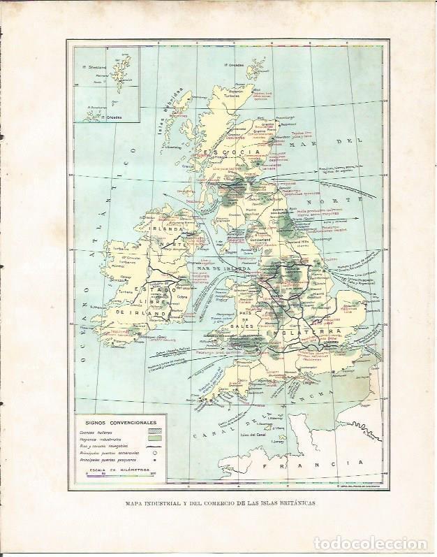 Cartoline: LAMINA 20900: Mapa industrial y comercial de las Islas Britanicas - Beltran y Rozpide