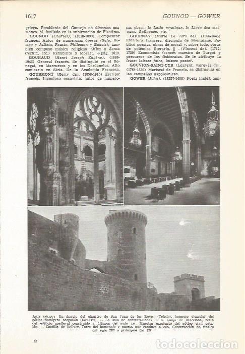 Postales: LAMINA 22252: Claustro de San Juan de los Reyes en Toledo y Castillo de Bellver - VVAA