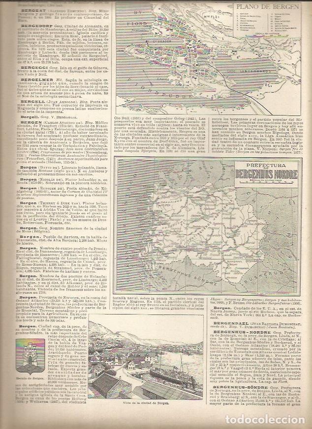 Cartoline: LAMINA 22950: Plano de Bergen y Mapa de la Prefactura de Bergenhus Nordre - Varios