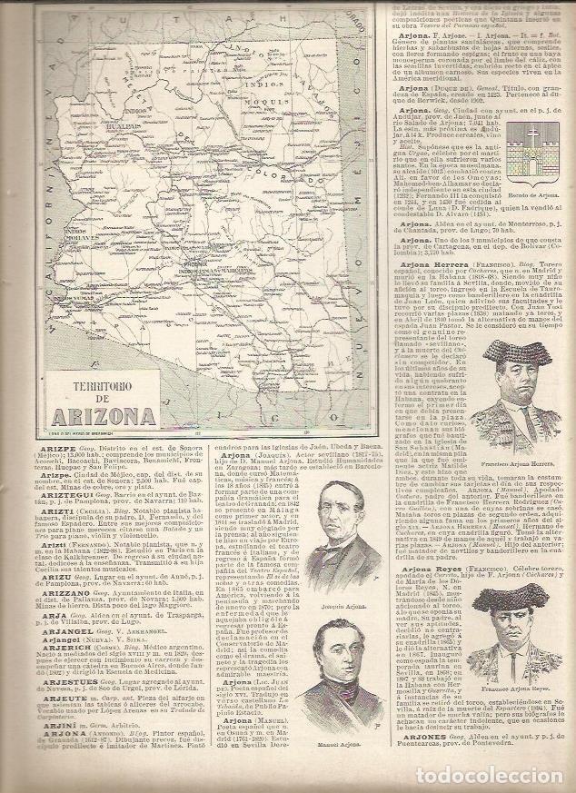 Postcards: LAMINA 23102: Mapa de Arizona, Estados Unidos - Varios