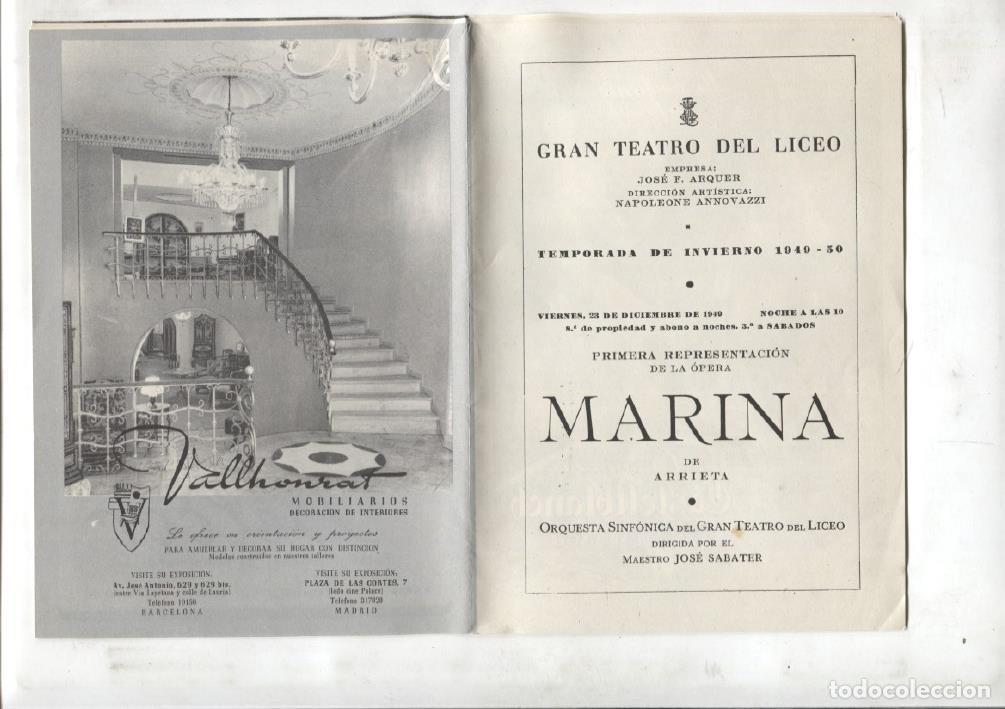 Postcards: Teatro del Liceo: folleto con la obra MARINA de arrieta -