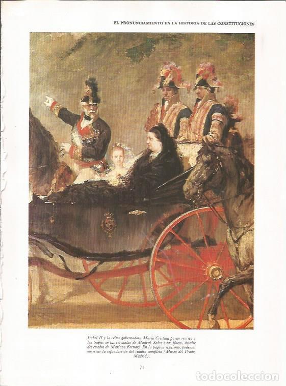 Cartoline: LAMINA 23425: Isabel II y Maria Cristina pasan revista a las tropas, por Mariano Fortuny - Varios