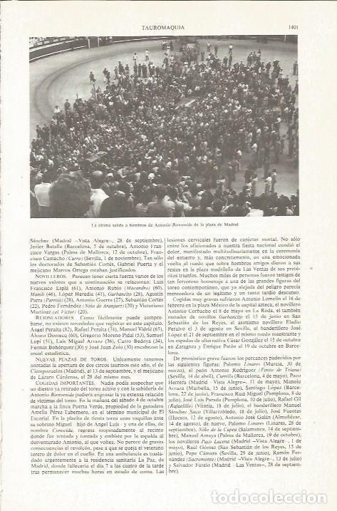 Postkarten: LAMINA ESPASA 36236: Funeral de Antonio Bienvenida en la plaza de toros de Madrid - Varios