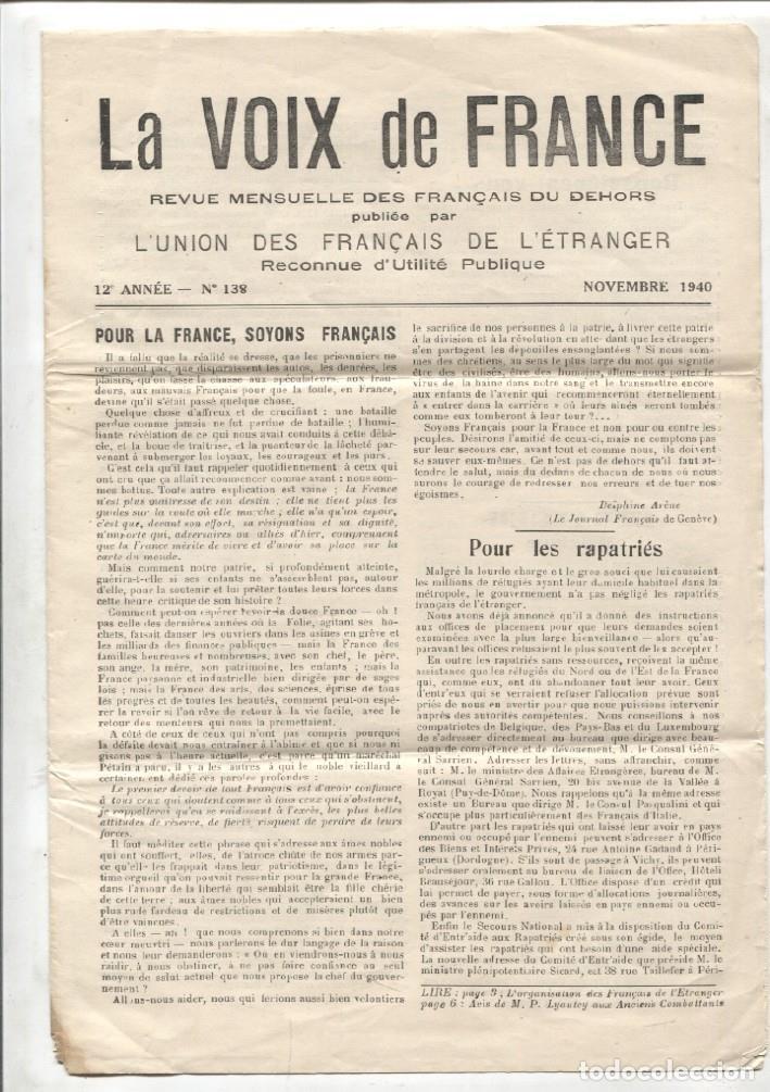 Postcards: La voix de France numero 138 novembre 1940 - Varios