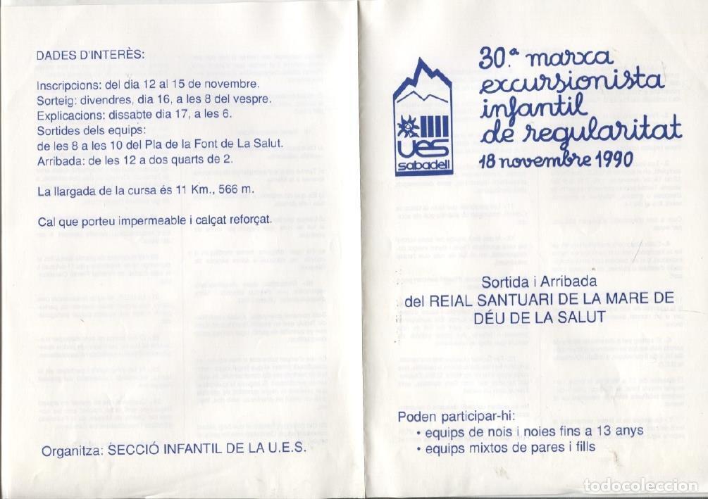 Postais: Folleto de la 30 marcha excursionista infantil de regularitat de 1990 (UES Sabadell) - Varios
