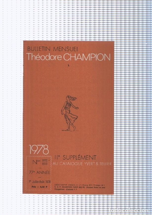 Postais: Bulletin Mensuel Theodore Champion numero 892-893 de 1978 - NULL